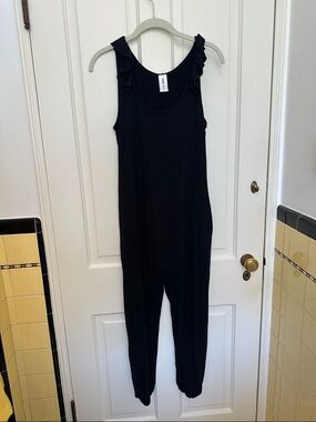 Smash + Tess Black Ruffle-Shoulder Jumpsuit Size XS
